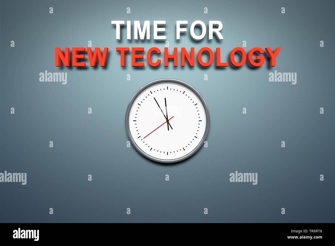 Réveil avec titre anglais de temps pour les nouvelles technologies Banque D'Images