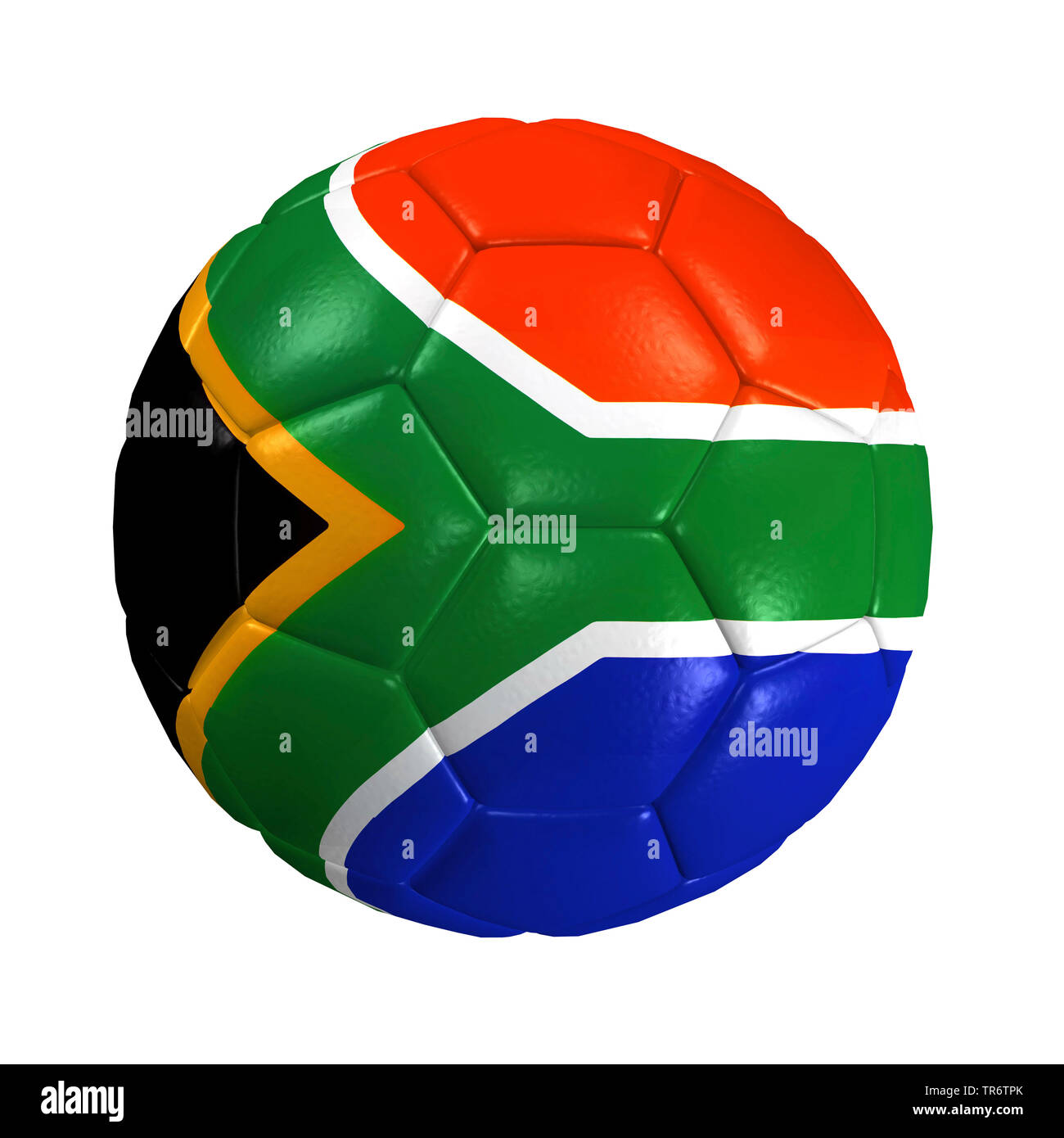 Ballon de soccer isolé avec le drapeau de l'Afrique du Sud, computer graphic Banque D'Images