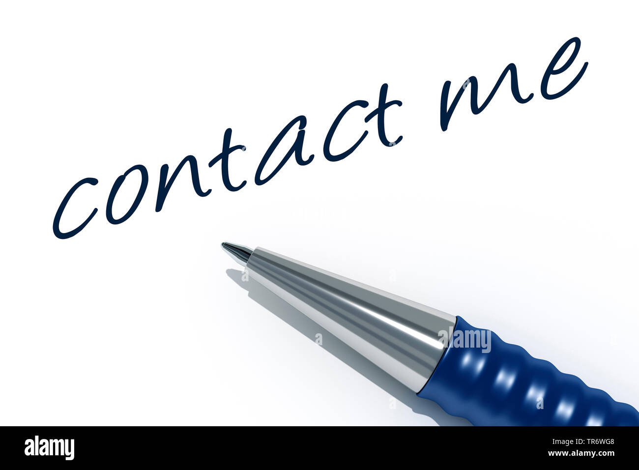Stylo à bille sur une feuille de papier avec le titre me contacter Banque D'Images