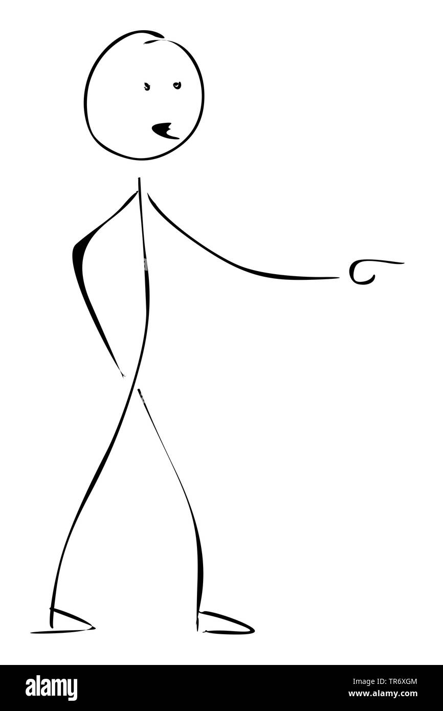 La figure d'allumette, seul chiffre parlant et en pointant sur un côté Banque D'Images