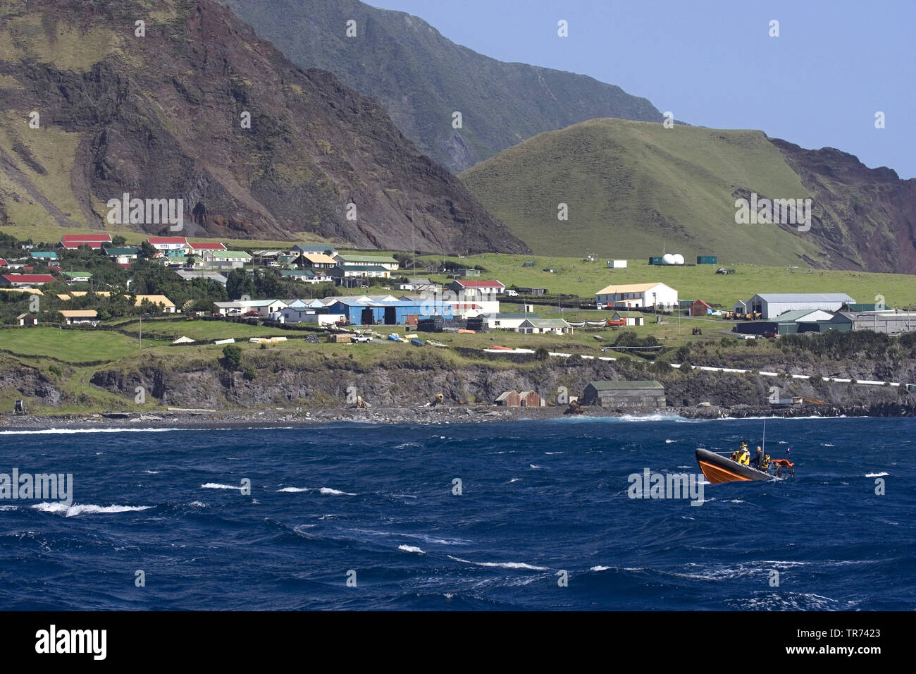 Tristan da Cunha vu de la mer, Tristan da Cunha Banque D'Images