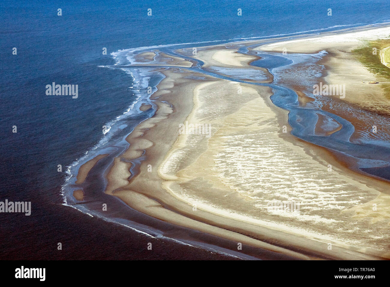 Paysage côtier à la mer du Nord, photo aérienne, Pays-Bas Banque D'Images