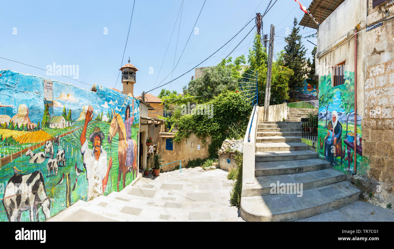 L'art de rue dans un quartier de la vieille ville de Tripoli, Liban Banque D'Images