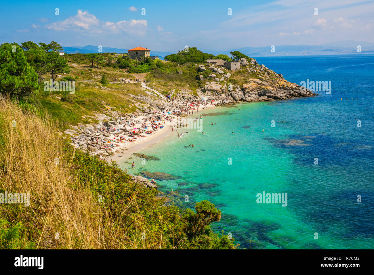 Îles cies. Parc national du Terrestre Maritime des îles de l'Atlantique. Pontevedra Province. La Galice. Espagne Banque D'Images