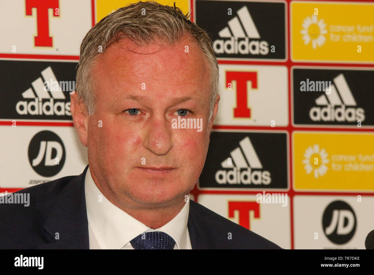 Stade national de football à Windsor Park, Belfast, Irlande du Nord, Royaume-Uni. 30 mai 2019. L'Irlande du manager Michael O'Neill a nommé son équipe pour l'UEFA EURO 2020 jeux de qualification contre l'Estonie (Tallinn, le samedi 08 juin) et au Belarus (Minsk, mardi 11 juin). L'Irlande du Nord en ce moment haut Groupe C avec six points de deux jeux. Crédit : David Hunter/Alamy Live News. Banque D'Images