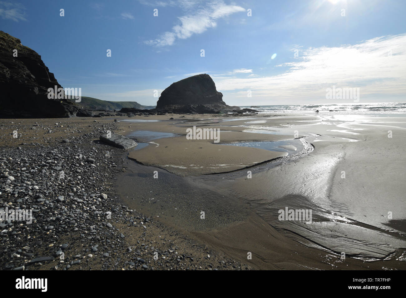 Plage de la côte nord des Cornouailles étrangle Banque D'Images