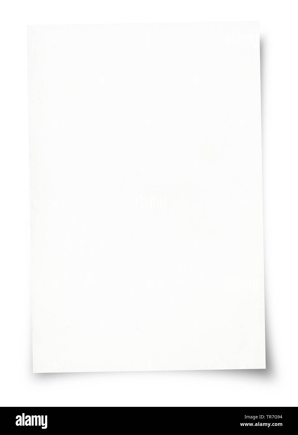 Feuille de papier blanc isolé sur fond blanc Banque D'Images