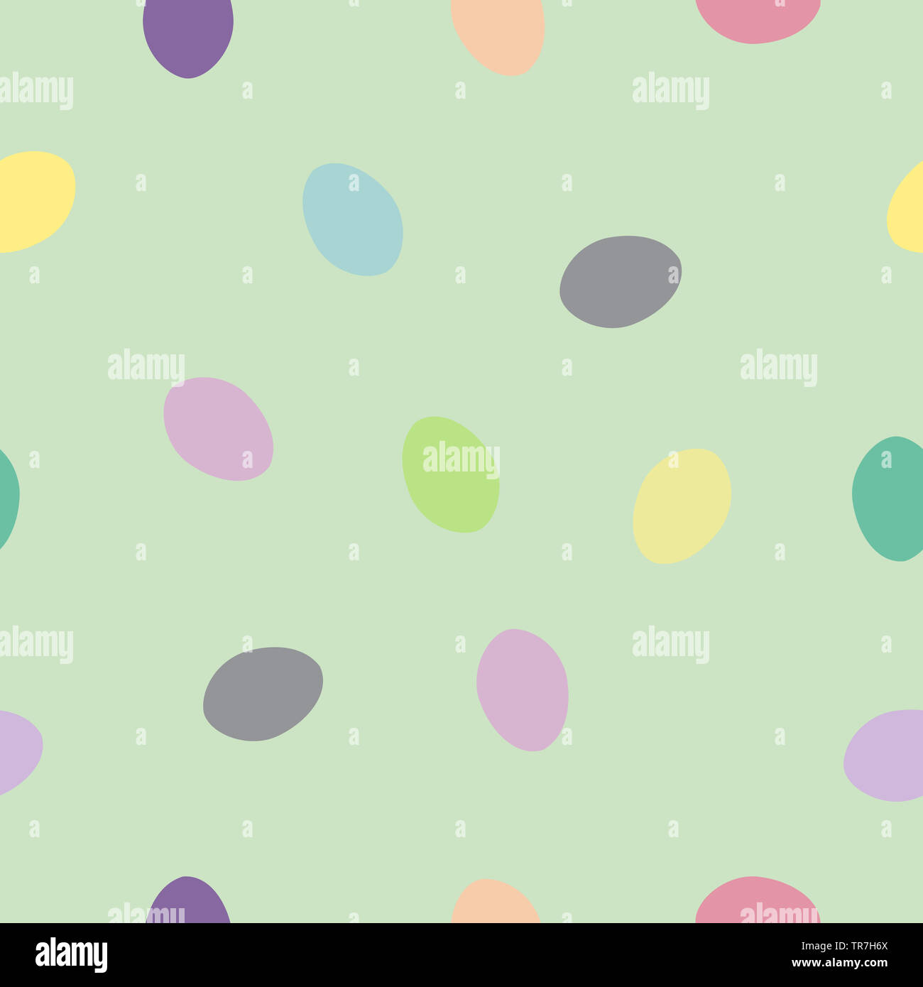 Modèle intégré de poulet oeufs oiseaux colorés sur fond vert. Vacances de Pâques dessiné imprimer mignon et simple, motif de bonbons au papier peint ou tissu textile Banque D'Images