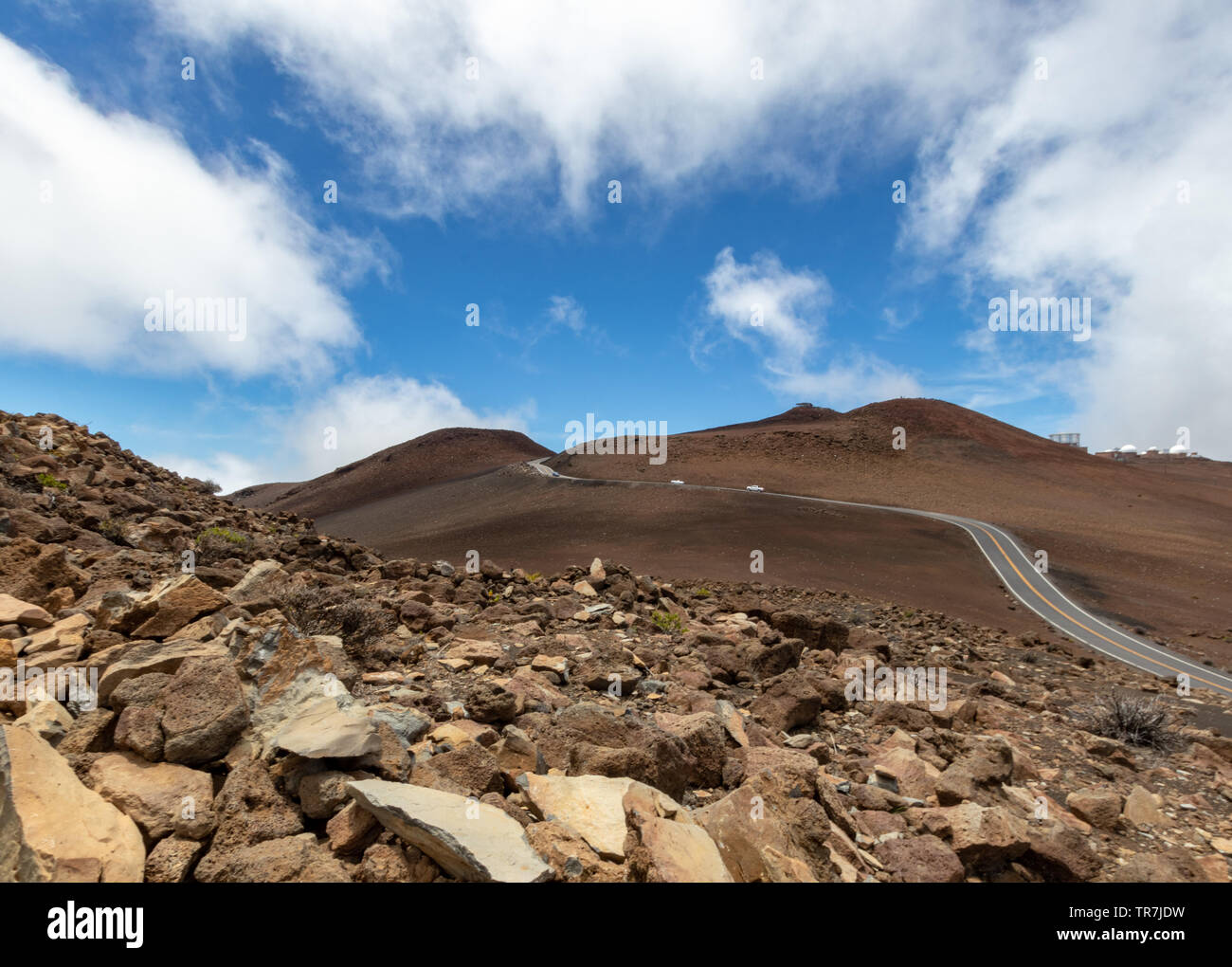 Route de cratère dans le parc national de Haleakala, Maui Banque D'Images