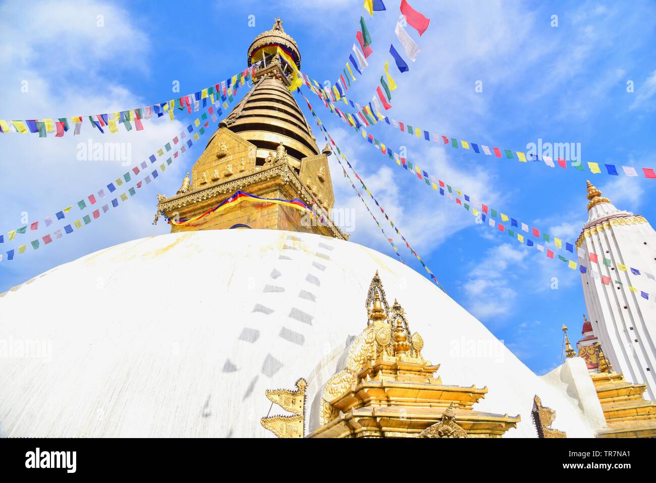 La pagode de Swayambhunath, ou également connu sous le nom de Monkey Temple à Katmandou, Népal Banque D'Images