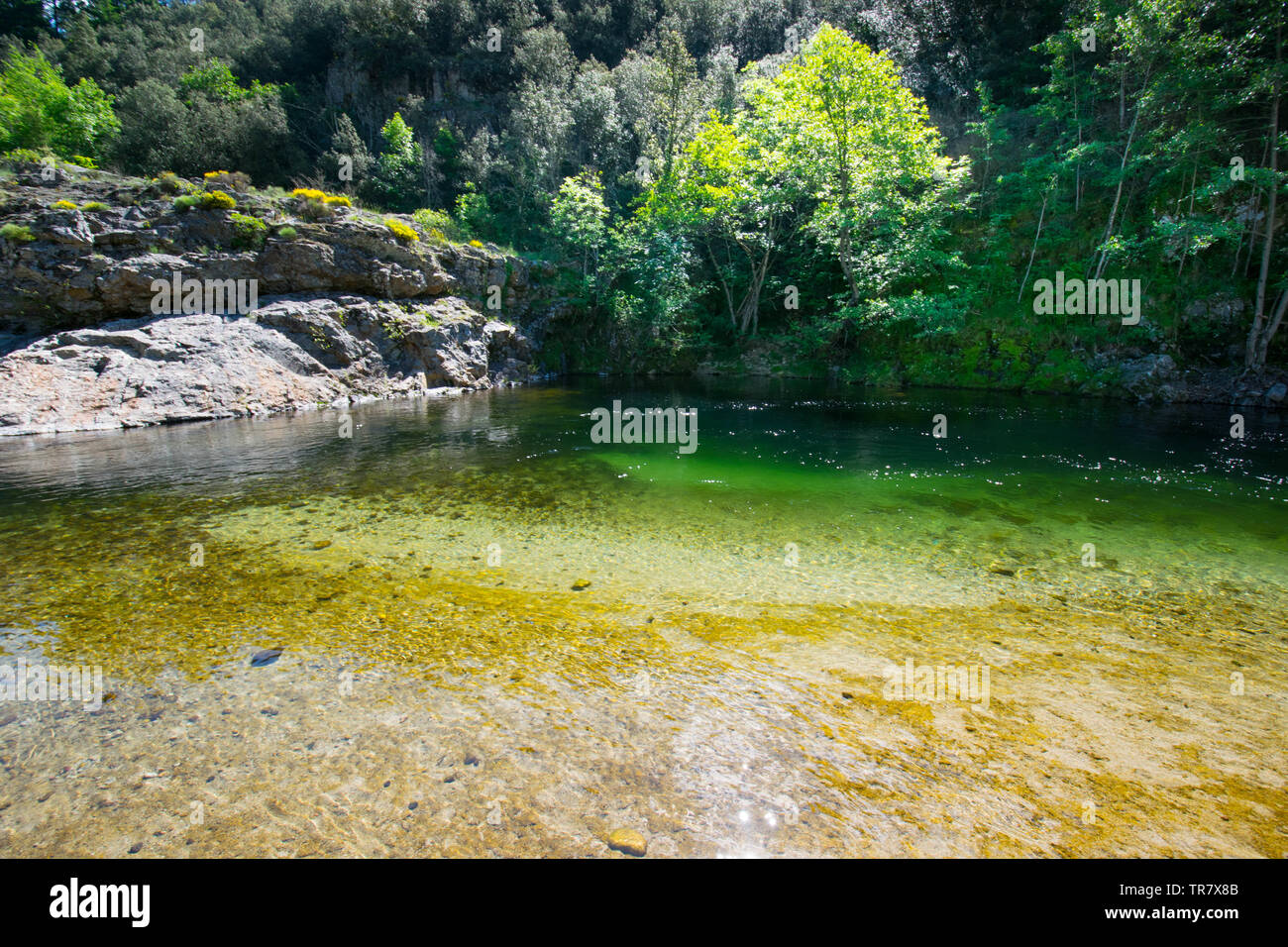 Près de la rivière Ardèche Jaujac dans l'Ardèche en France Banque D'Images