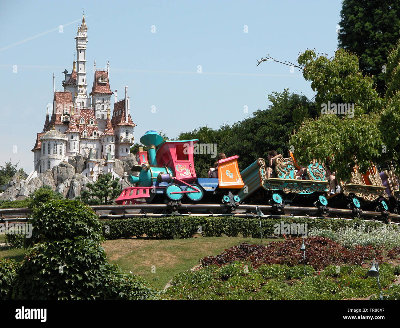 Children's ride appelé Casey Jr. : le Petit Train du Cirque dans Disneyland, Paris, France Banque D'Images