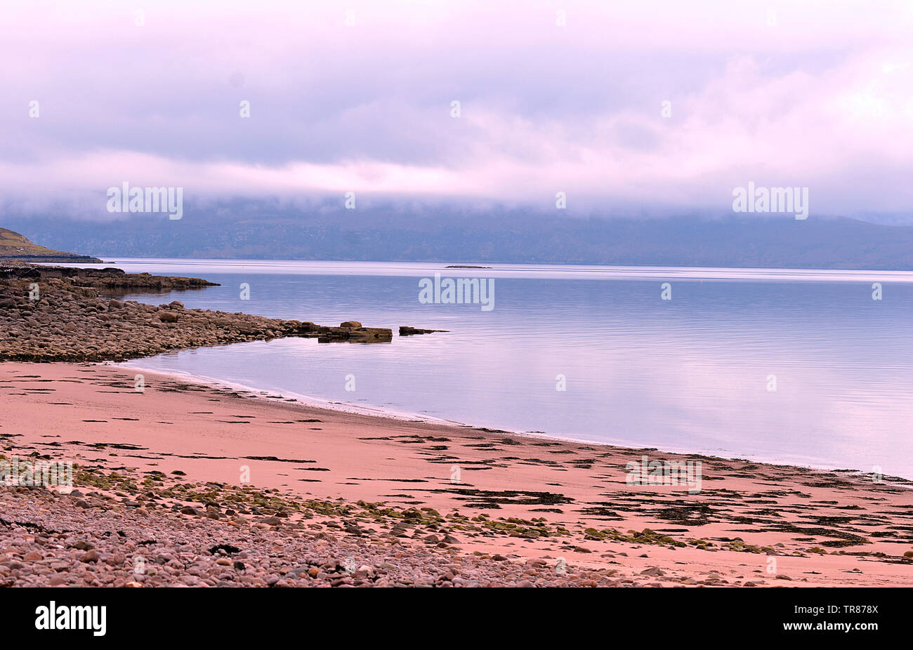 Les Jeux des Highlands : un endroit idyllique, Badenscallie beach, où les habitants ont résisté de façon unique la duchesse de Sutherland's tente de les expulser en 1850. Banque D'Images