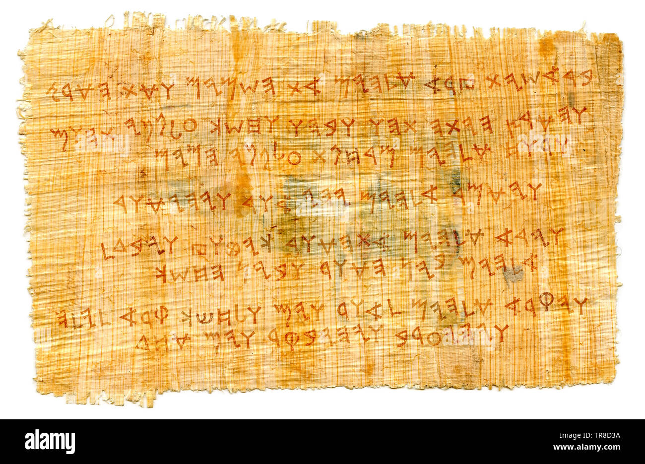 Le manuscrit. Plus le premier alphabet du monde, Proto-écriture. Le Moyen-Orient, c.1500-1200 B.C. // ancien papyrus. Banque D'Images