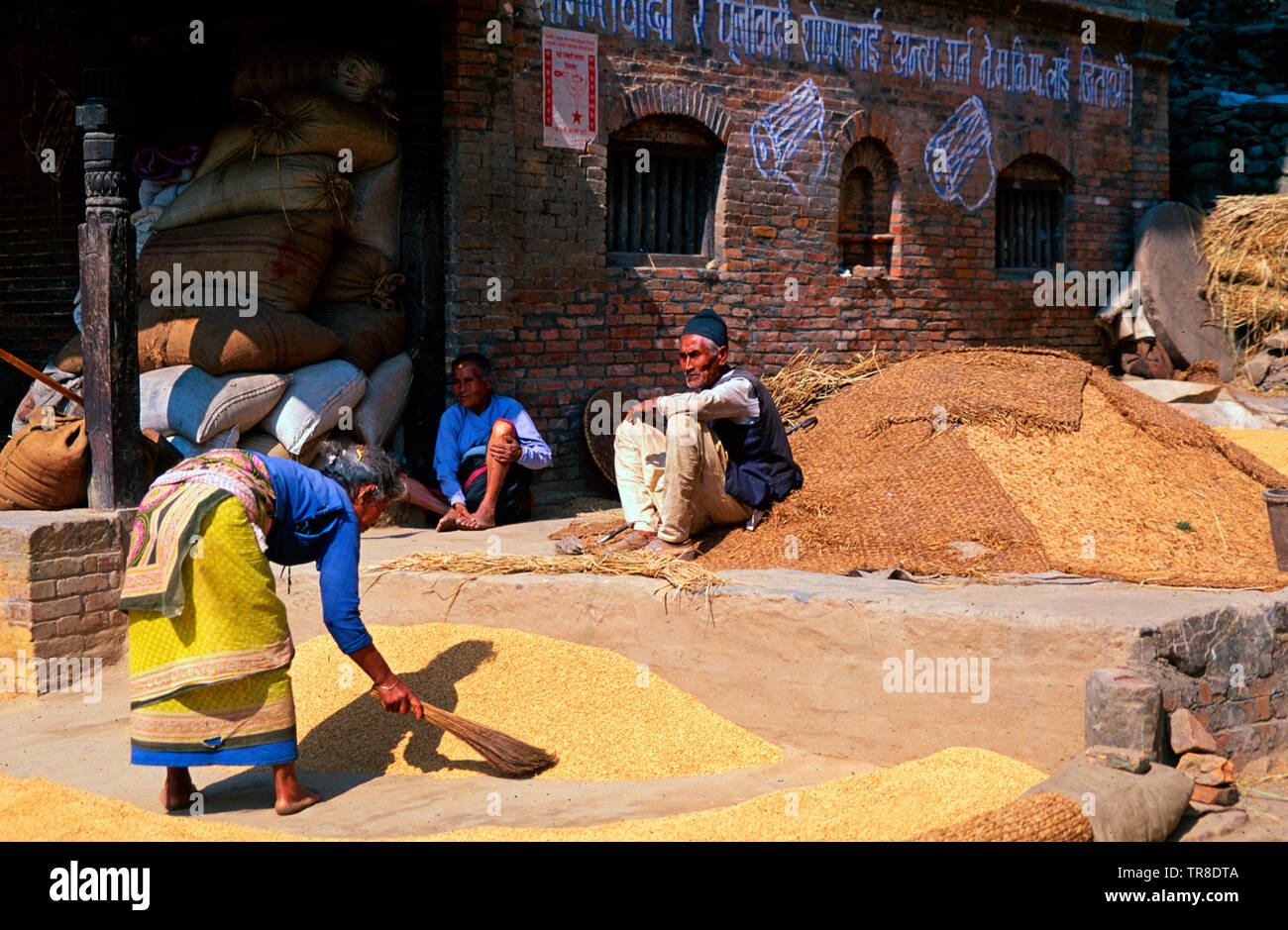 Marché des céréales,Bhaktapur Durbar Square,Népal Banque D'Images