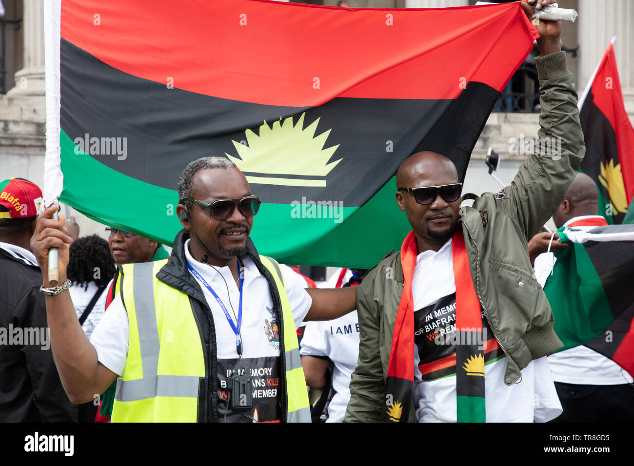 Londres, Royaume-Uni. 30 mai 2019. Les gens de Biafra en diaspora dans le Royaume-Uni se sont unis pour le Biafra annuelle du Jour du Souvenir, sur Trafalgar Square, Londres, UK, commémorant la guerre de sécession de 1967 et les civils attaqués, assassinés et affamés, dont de nombreux enfants, au cours de la crise et de mettre en lumière les problèmes récents dans leur pays. Crédit : Joe Keurig /Alamy Banque D'Images