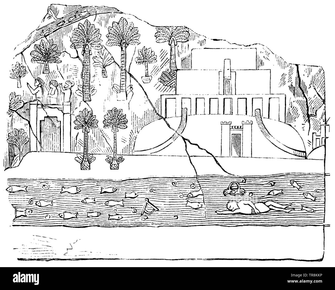 La tour de Babylone. Après un basrelief des ruines de Babylone