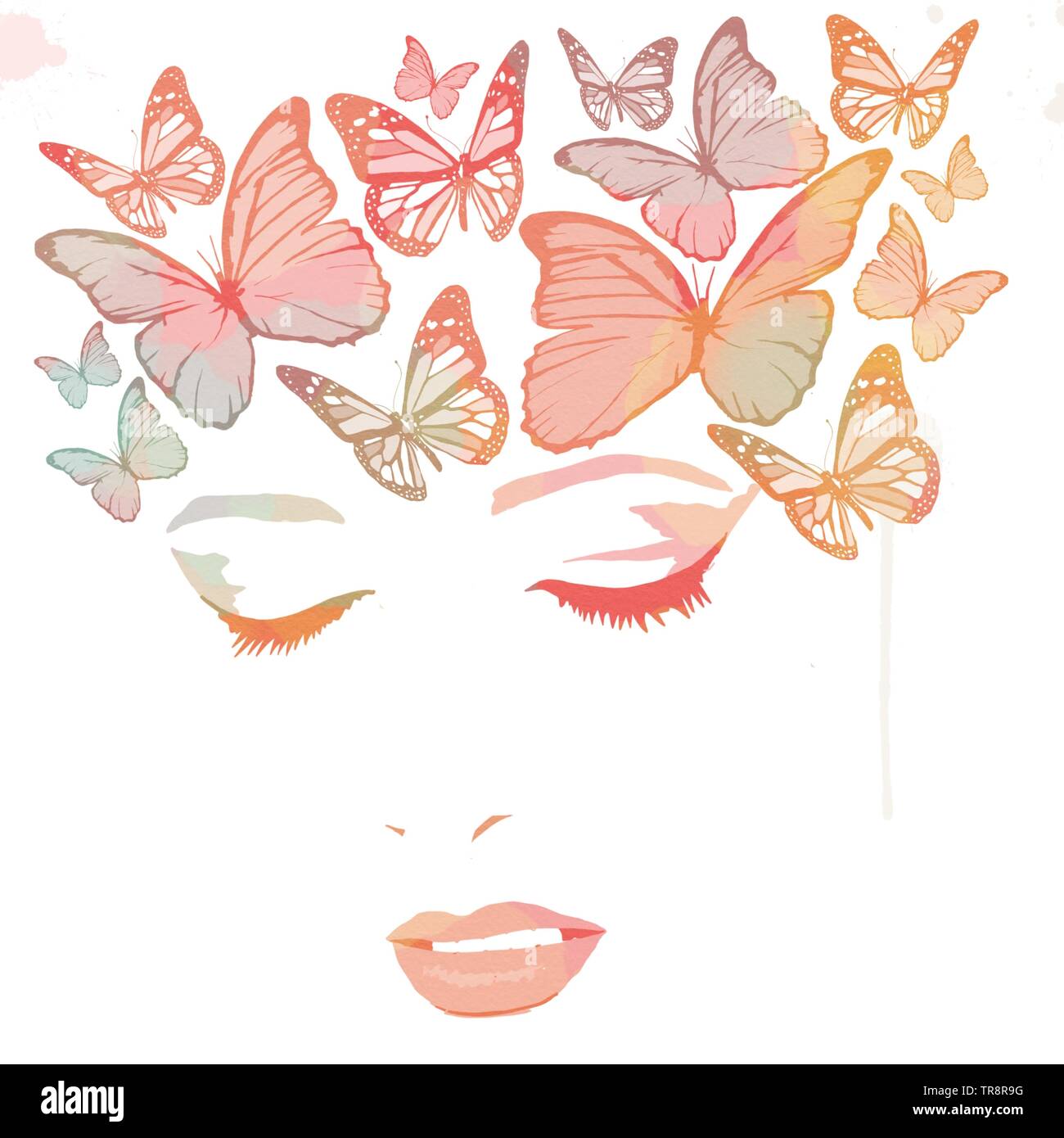 Peinture femme. L'illustration de mode Banque D'Images