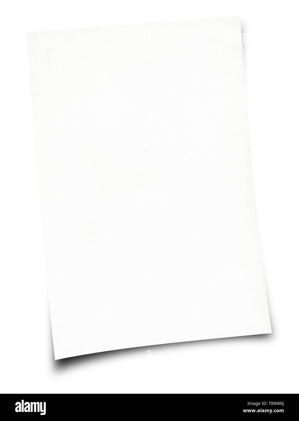 Feuille de papier blanc isolé sur fond blanc Banque D'Images