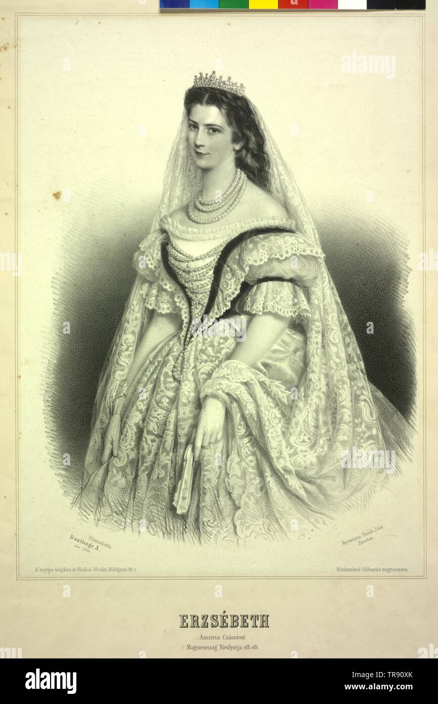 Elisabeth, impératrice d'Autriche, lithographie de Adolf Dauthage. Additional-Rights Clearance-Info-Chine,-Not-Available Banque D'Images