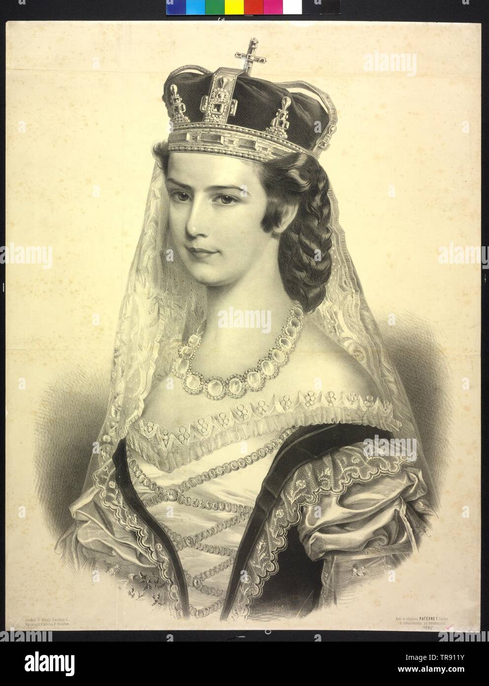 Elisabeth, impératrice d'Autriche, lithographie de Adolf Dauthage, Additional-Rights Clearance-Info-Not-Available- Banque D'Images