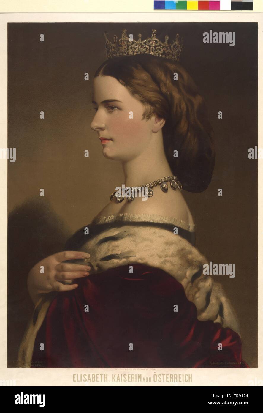 Elisabeth, impératrice d'Autriche, chromolithographie par Eduard Kaiser, Additional-Rights Clearance-Info-Not-Available- Banque D'Images