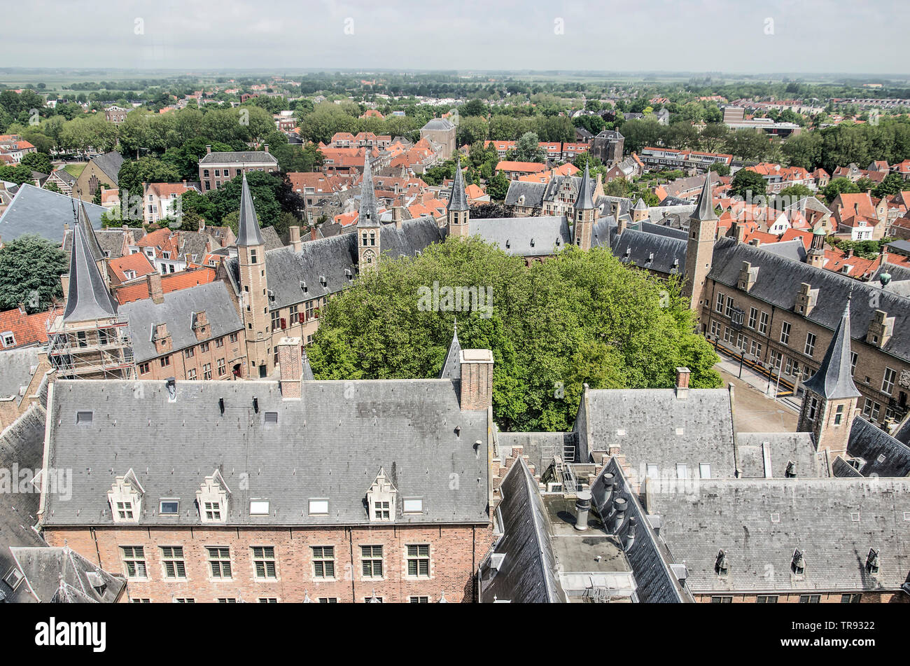 Middelburg, Pays-Bas, Mai 30, 2019 : le Abdijplein (Abbaye Square), ses bâtiments médiévaux musée du logement et du gouvernement provincial, Banque D'Images