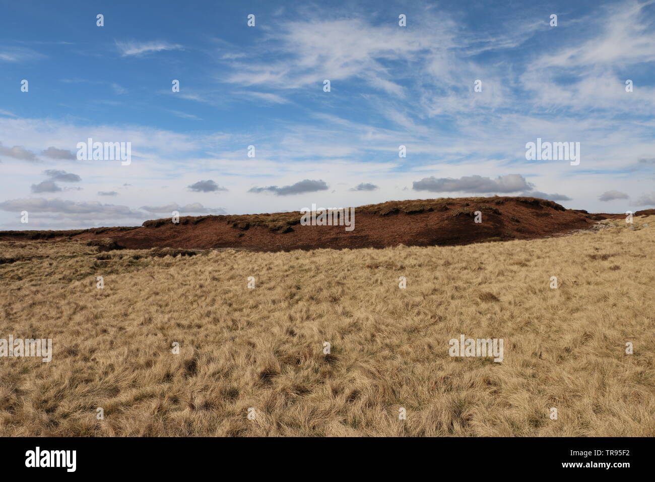 Sentier Pennine sur haut de Kinder Scout Plateau, Peak District National Park, Royaume-Uni. Banque D'Images