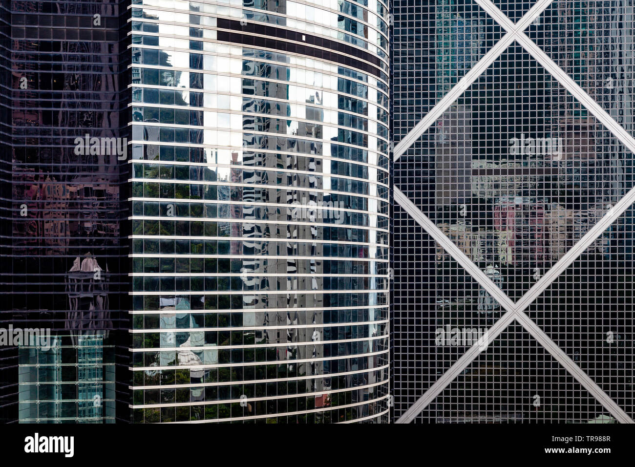 L'architecture moderne, l'île de Hong Kong, Hong Kong, Chine Banque D'Images