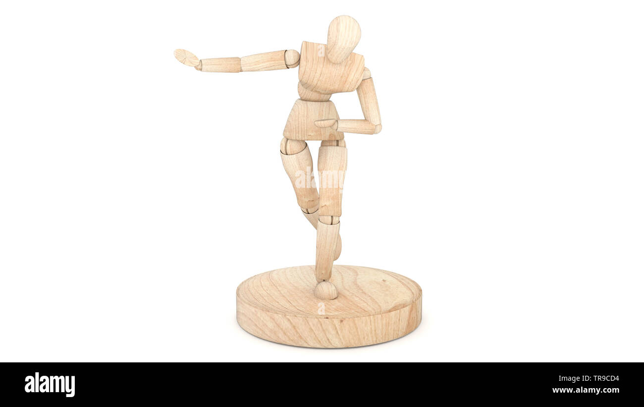 Simulacre en bois la danse, spectacle, présent. Le rendu 3D Banque D'Images