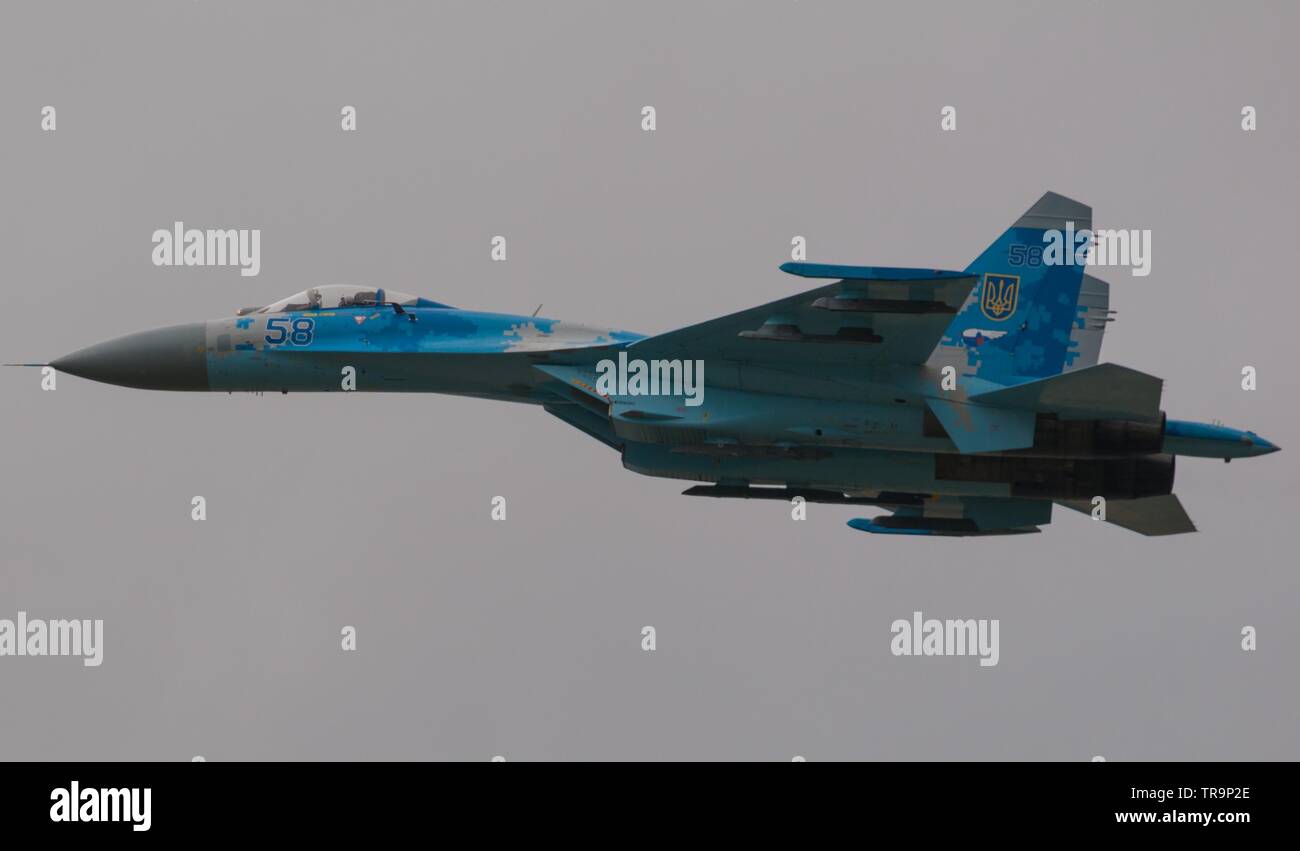 L'Armée de l'air ukrainienne Su-27 FLANKER, RAF Fairford Banque D'Images