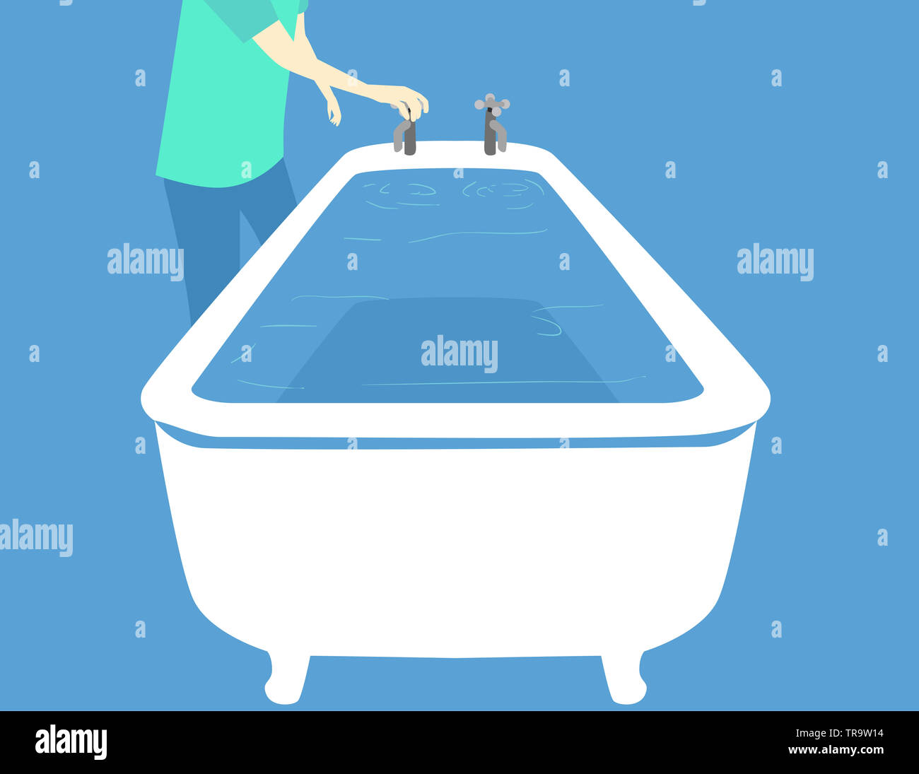 Le remplissage d'une baignoire avec de l'eau Photo Stock - Alamy