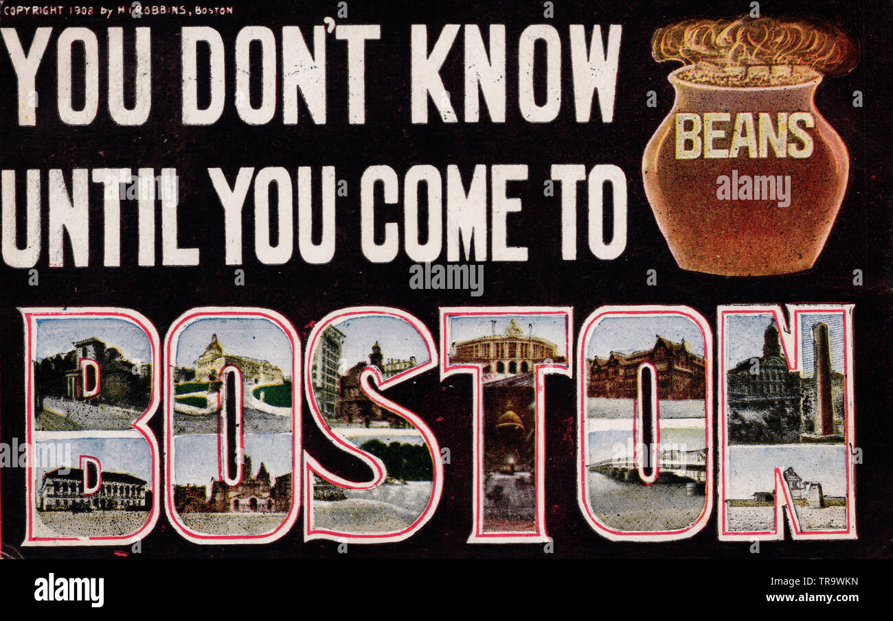 'Vous ne savez pas les haricots jusqu'à ce que vous venez d' vieille carte postale de Boston Banque D'Images