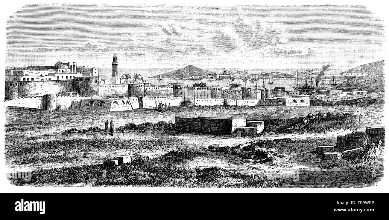 Port de Bakou, , (encyclopédie, 1893) Banque D'Images