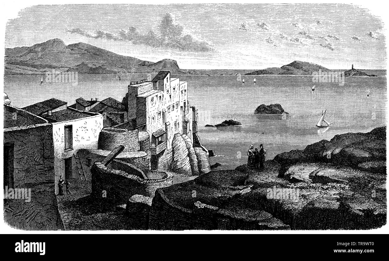 Port d'Ibiza (Baléares). Sur la base des travaux de l'Archiduc Ludwig Salvator, , (encyclopédie, 1893) Banque D'Images