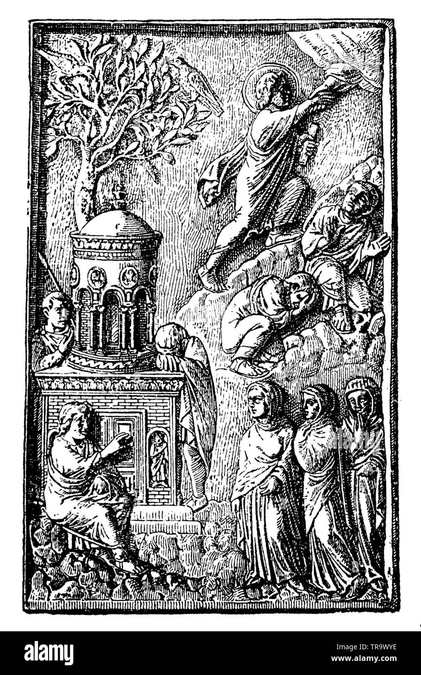 L'ascension de Christ en ivoire (comprimé), , (encyclopédie, 1898) Banque D'Images