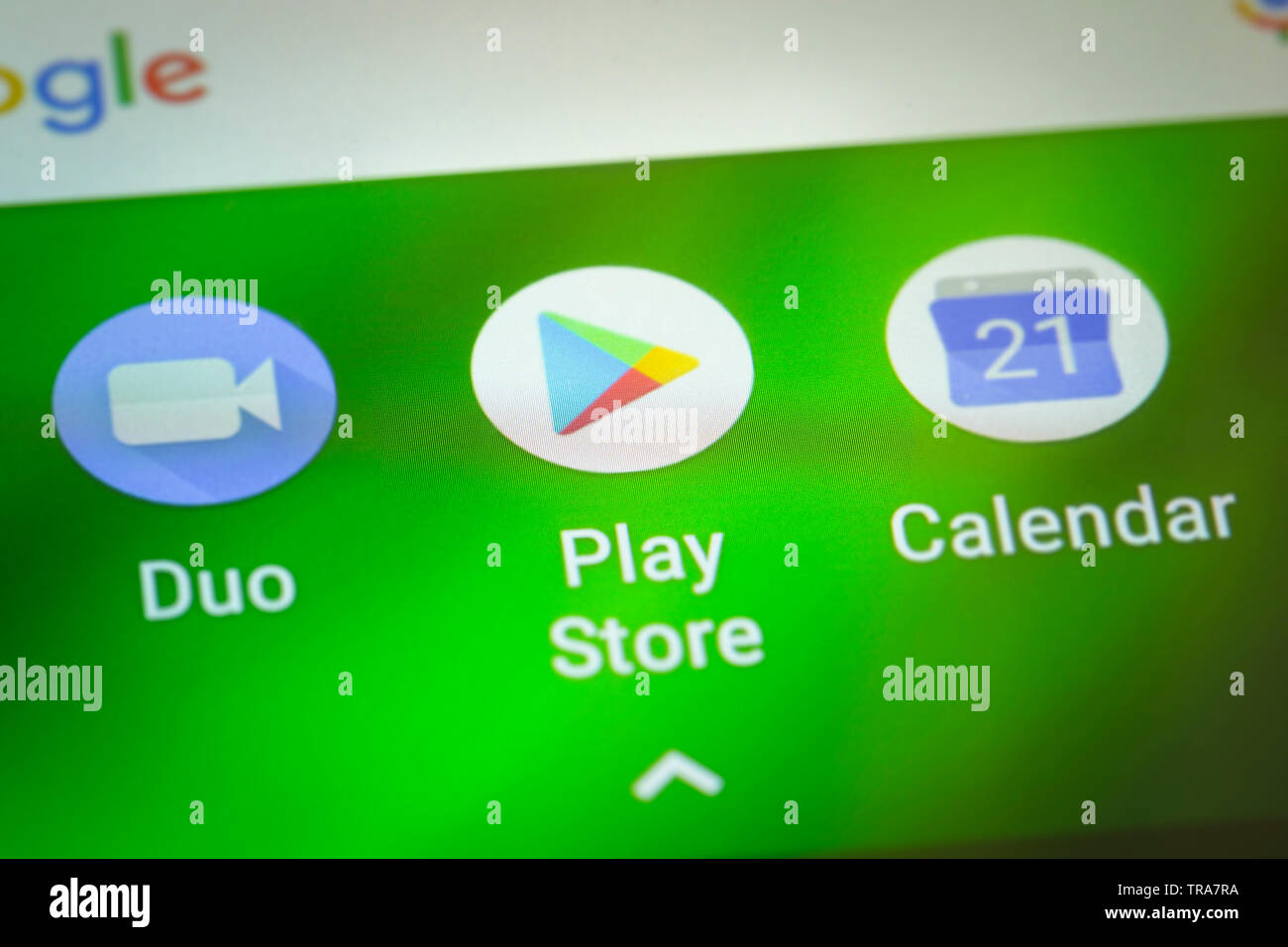 Play store logo icône sur l'écran du téléphone mobile Banque D'Images
