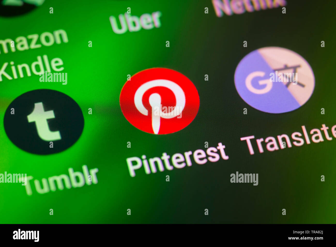 Logo Pinterest icône sur l'écran du téléphone mobile Banque D'Images