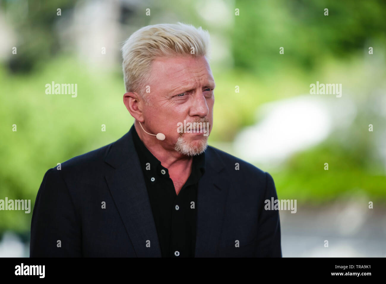 Paris, France. 1er juin 2019. Boris Becker se trouve dans un plat-Studio à l'Open de France 2019 Tournoi de tennis du Grand Chelem à Roland Garros, Paris, France. Frank Molter/Alamy live news Banque D'Images