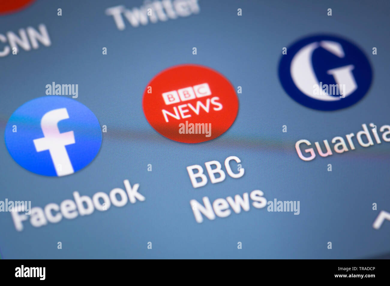 Logo de BBC News icône sur l'écran du téléphone mobile Banque D'Images