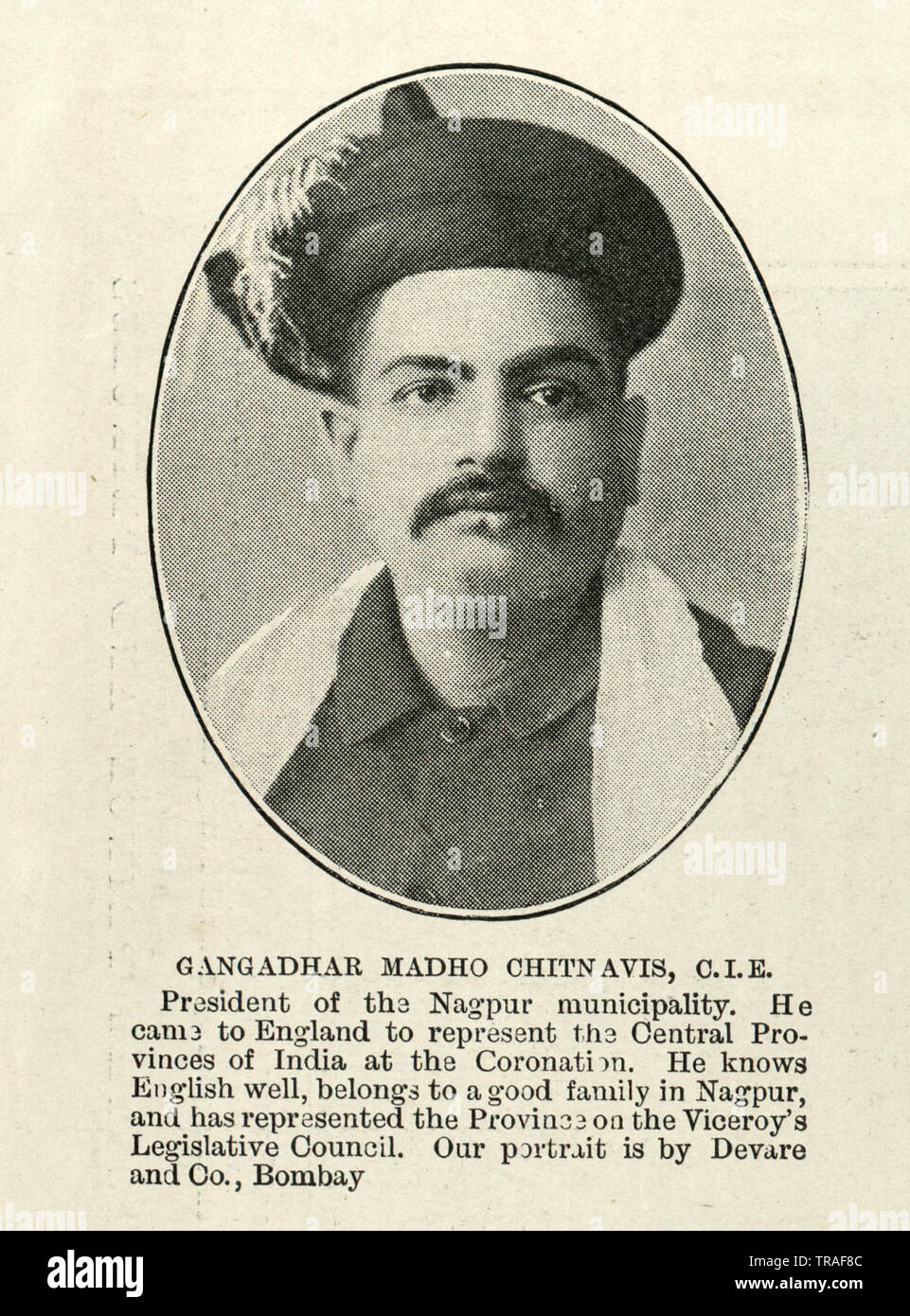 Vintage photo de Gangadhar Rao, Chitnavis Un Indien propriétaire terrien et homme politique dans les provinces du centre, de l'Inde britannique. , 1902 Banque D'Images