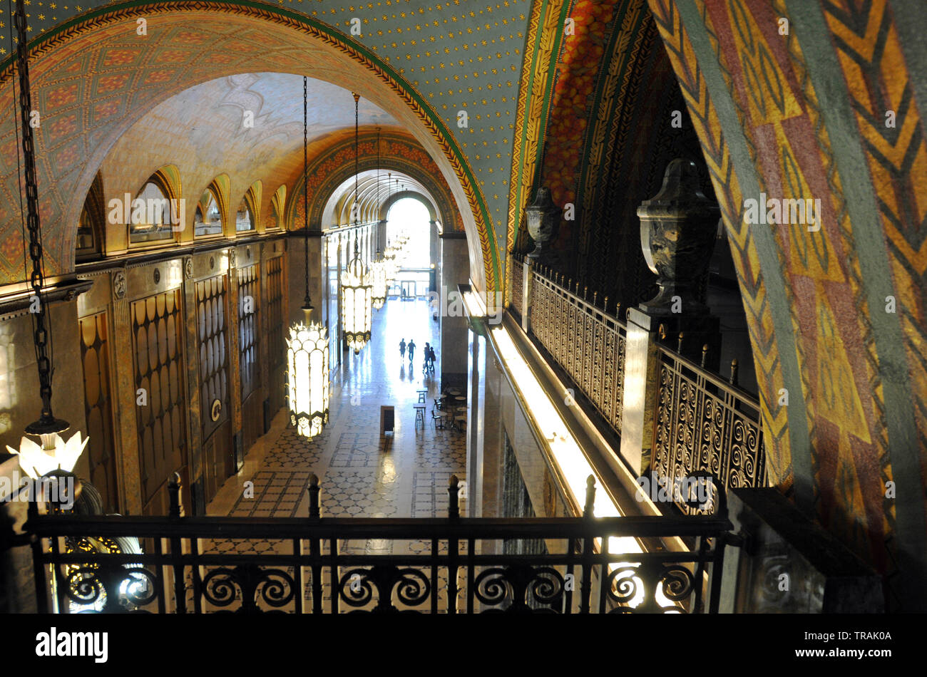 Intérieur de l'édifice Fisher dans le nouveau centre Salon de Detroit, Michigan. Le bureau Art Déco et de détail de construction a été achevée en 1928. Banque D'Images