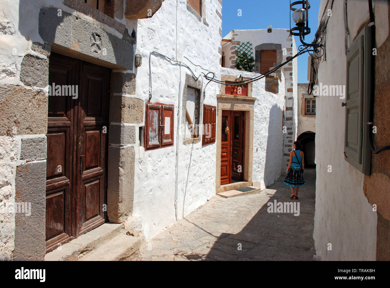 L'île de Patmos, Grèce / Mer, Août 2018 : La citadelle de l'île de Patmos Banque D'Images