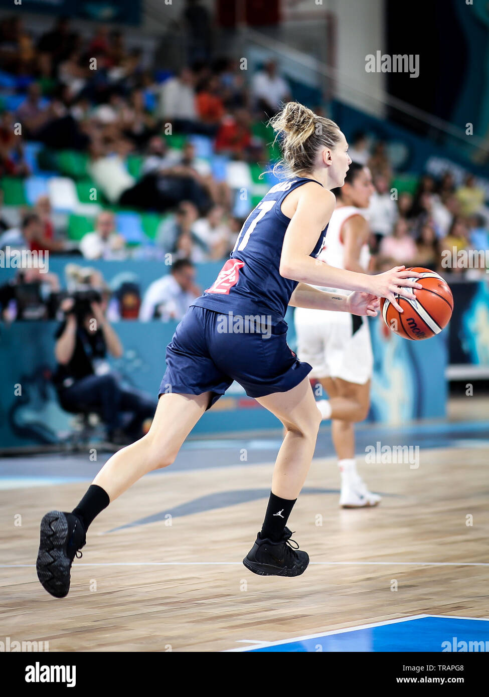 Espagne, Ténérife - 25 septembre 2018 : joueur de basket-ball Français Johannes Marine au cours de match de basket-ball CANADA CONTRE LA FRANCE. Banque D'Images
