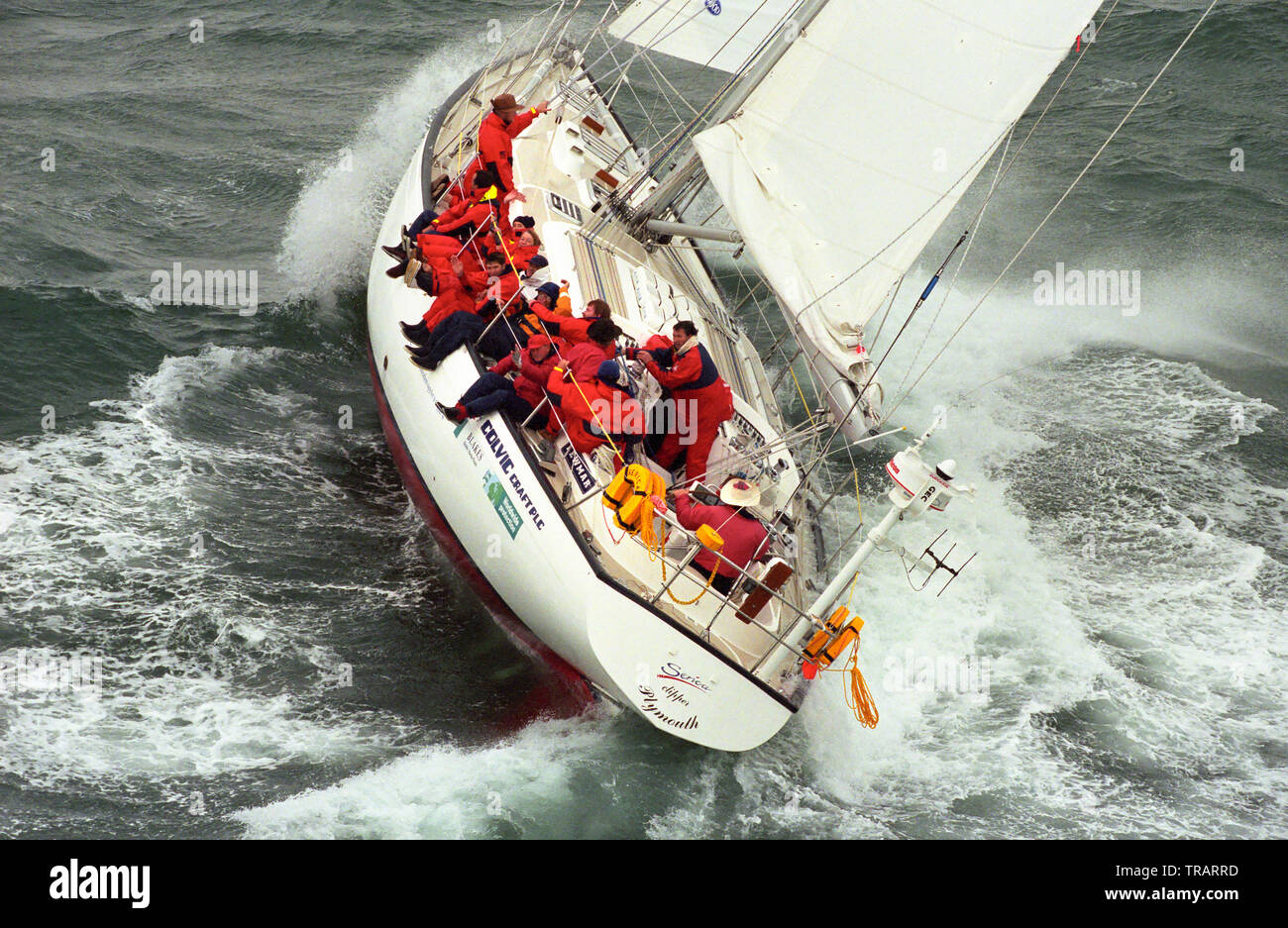 L'yacht Serica au début de la Clipper Race 96 de la Plymouth UK. Banque D'Images