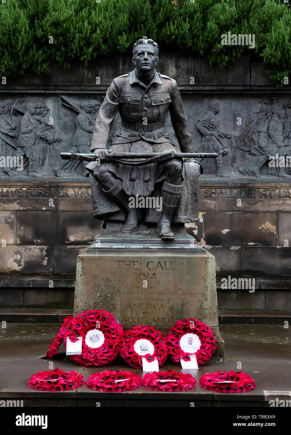 La Scottish Mémorial américain appelé l'Appel 1914 dans les jardins de Princes Street d'Édimbourg (Écosse). UK Banque D'Images