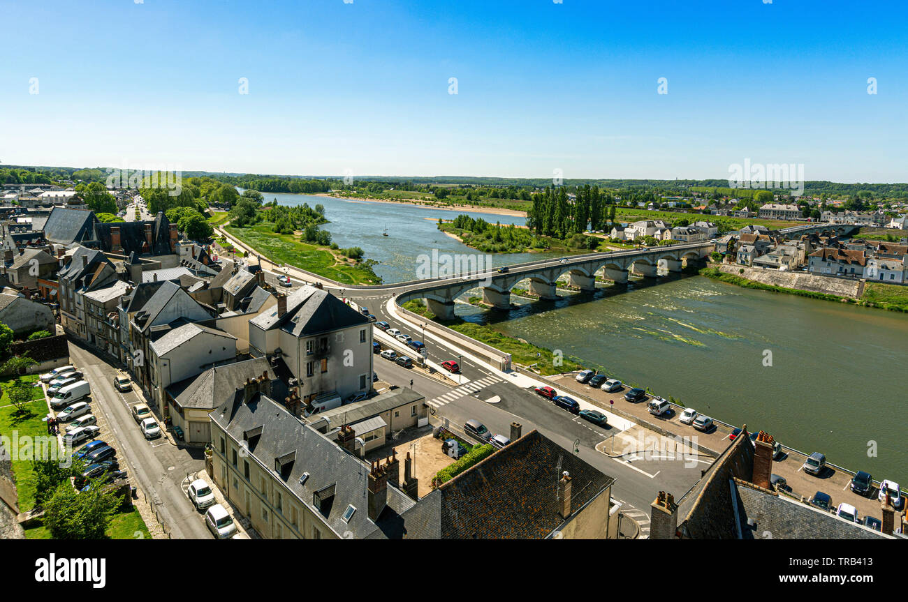 Vue sur les toits du château d'Amboise, Loire Valley, UNESCO World Heritage Site, Indre et Loire, département Center-Val de Loire, France Banque D'Images