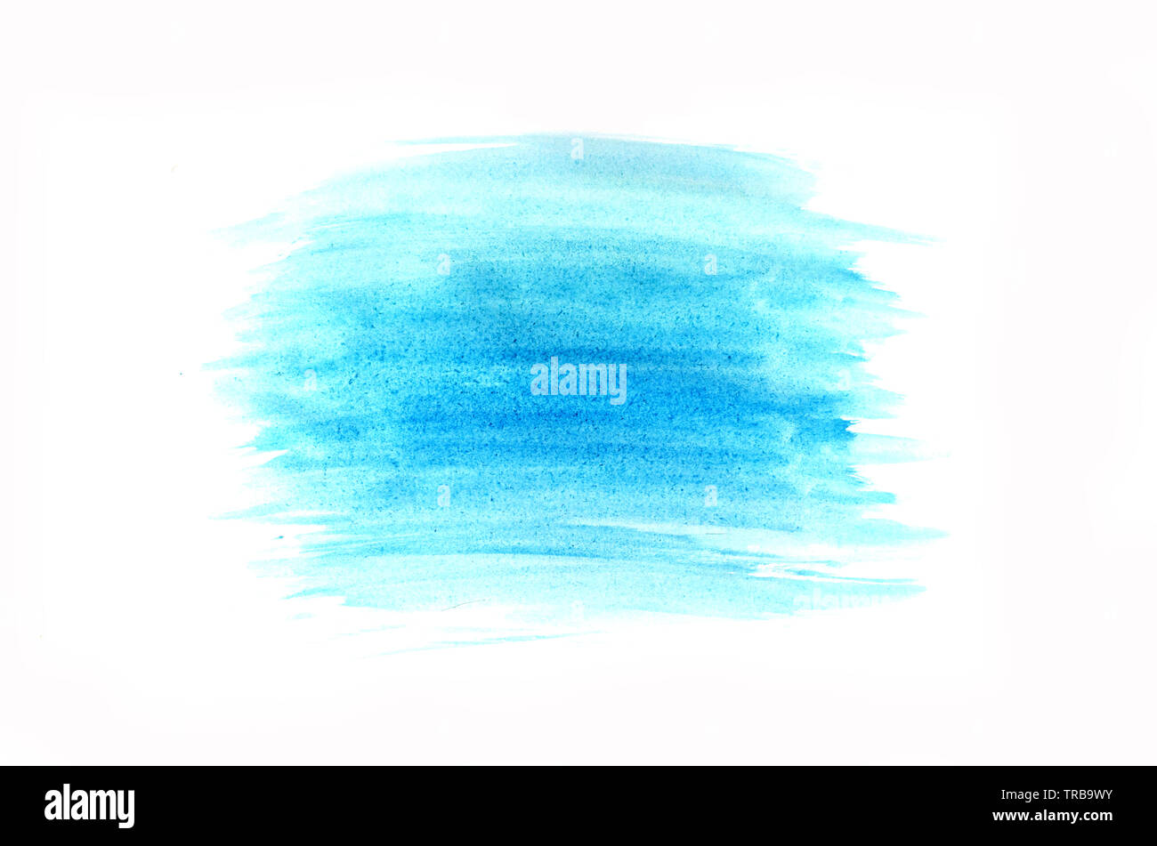 Tache bleue peintes à l'aquarelle sur fond blanc. Banque D'Images