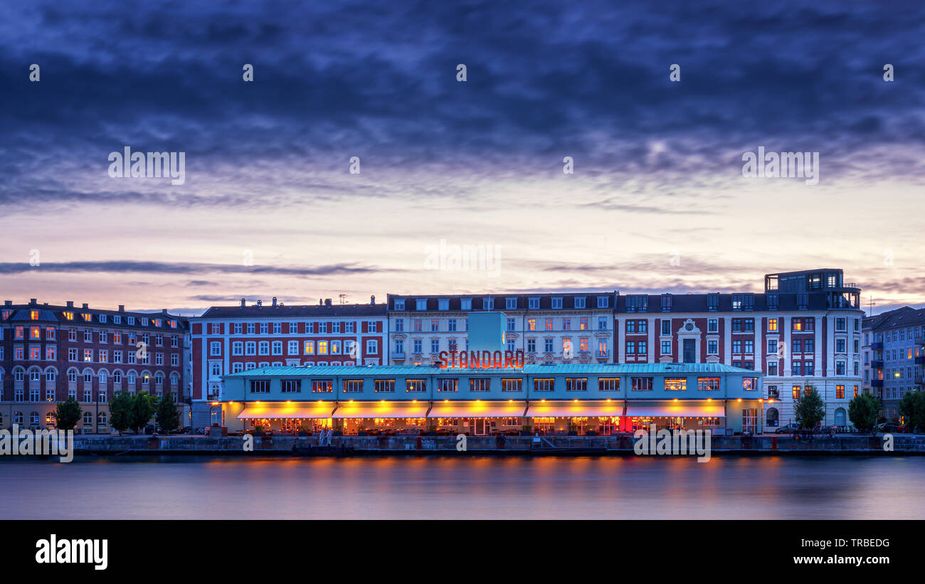 La Maison Soho au coucher du soleil, Copenhague, Danemark Banque D'Images