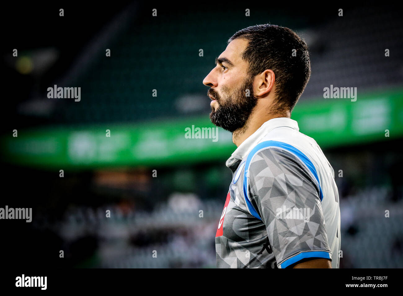 Wolfsburg, Allemagne, le 11 août 2018 : football player Raul Albiol a pendant le match entre Vfl Wolfsburg - SSC Naples le 11 août 2018. Banque D'Images Wolfsburg, Allemagne, le 11 août 2018 : football player Raul Albiol a pendant le match entre Vfl Wolfsburg - SSC Naples le 11 août 2018. Banque D'Images
